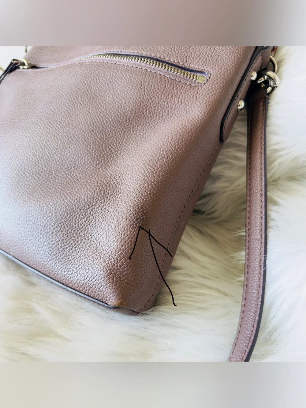 Kate Spade Pebbled Leather Crossbody Bag Medium Taupe Brown Shoulder Purse